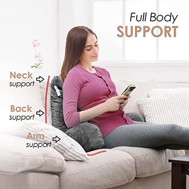 Nestl Reading Pillow with Shredded Memory Foam, Designed for Sitting Up in Bed and Couch, Back and Arms Adjustable Support for Adult & Teens Backrest Pillows for Reading, with Washable Cover Dark Grey - Image 3