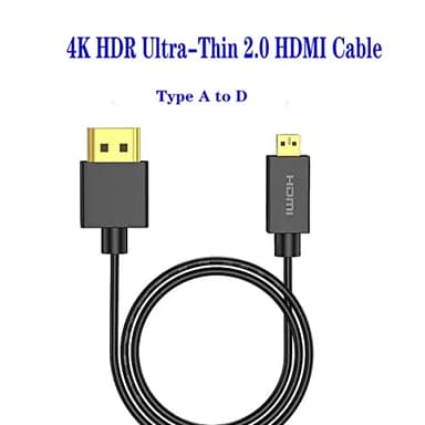 SkyeySnail 0.5m / 1.6ft 4K HDMI Cable 48Gbps, Type A to D, Micro HDMI, Ultra Thin, Hyper Super Flexible Slim Cord, HDMI 2.0 Diameter<3.6mm, eARC, for PS5, Xbox, NS, GH5S, TV, Camera - Image 2