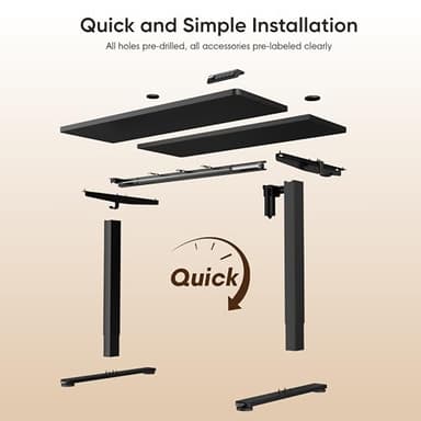 Monomi Electric Height Adjustable Standing Desk, 55x24 Inches, Ergonomic Home Office Sit/Stand Up Desk (Black Steel Frame/Black Top) - Image 4