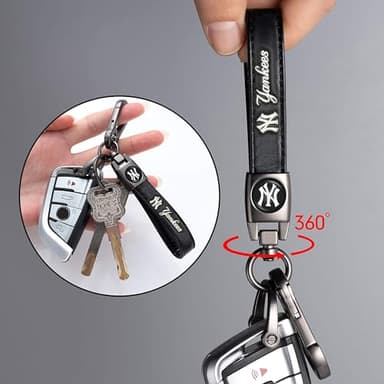 Kaleduo Baseball Fans Car Keychain Keyring, Leather Car Key Chain Compatible with New York Yankees Baseball Fans,Delicate Gifts for Men Women, NY Yankees - Image 3