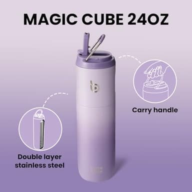 BOTTLE BOTTLE Insulated Water Bottle 24oz with Straw Lid and Handle for Sports Travel Gym Stainless Steel Water Bottles Double-Wall Vacuum Metal Leak Proof BPA-Free (purple gradient) - Image 3