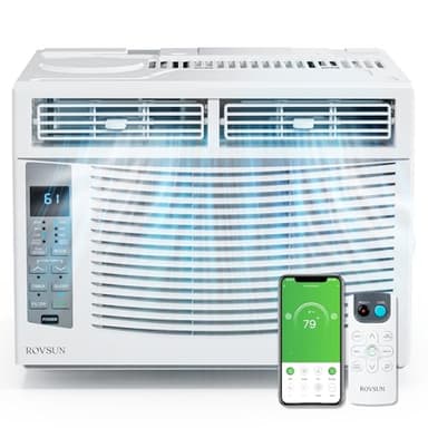 ROVSUN Smart 6000 BTU Window Air Conditioner with WiFi, Energy Saving Window AC Unit with Remote & App Control & Timer Function & Easy Install Kit, for Rooms up to 250 Square Feet, 115V/60Hz, White - Image 1