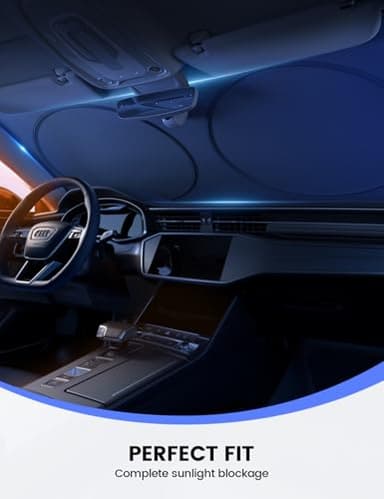 Lamicall Car Windshield Sun Shade – 4-Layer Reflective 240T Sun & UV Reflective Windshield Cover Sun Shade | Easy Install, Foldable | 64"x34" Windshield Cover for Medium Sedan, SUV - Image 4