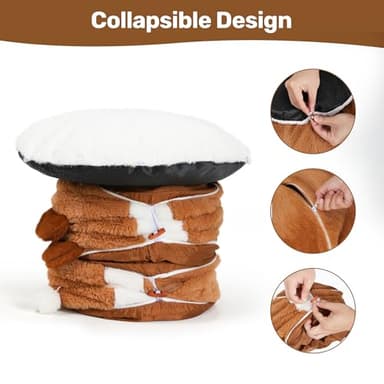 FUKUMARU Cat Tunnel Beds, Donuts Cats Tunnel Toys with Crinkle Paper Ears, Round Pet Playground Tunnel Toy for Kittens and Small Pets, Cat Hideway Interactive Toys, Collapsible and Washable - Image 5