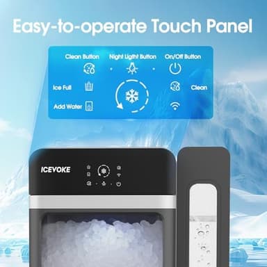 ICEVOKE Countertop Nugget Ice Maker with Side Water Tank, Self-Cleaning Ice Machine with Ice Scoop, 34 lbs/Day Chewable Ice, Ready in 10 Mins, Black - Image 7