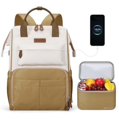 Maelstrom Travel Backpack for Women Men,Laptop Backpack Fits 15.6-17.3 Inch Laptop, Nurse/Teacher/Work Bag with Insulated Lunch Box,Water Resistant Carry On Backpack,Khaki-Beige - Image 1