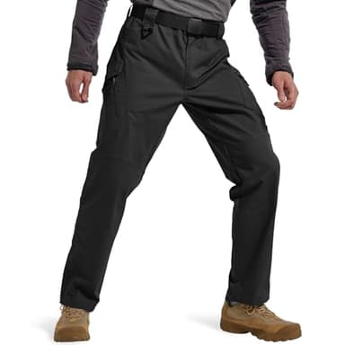 Hiwise Men's Ripstop Tactical Pants Water Resistant Stretch Cargo Pants Lightweight EDC Hiking Work Pants (Black, 42WX34L) - Image 2