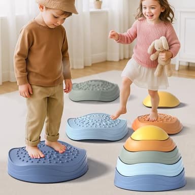 Lehoo Castle Stepping Stones for Kids, Non-Slip Toddler Stepping Stones, Indoor & Outdoor Sensory Toys for Toddlers 1-3, Balance Board Obstacle Course for Kids 3-5 - Image 7