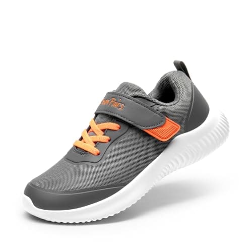 DREAM PAIRS Boys Girls Shoes Kids Tennis EZ-Ons BreezeRunners Running Athletic Walking Sneakers,Size 13 Little Kid,Grey/Orange,Contact-K - Image 1