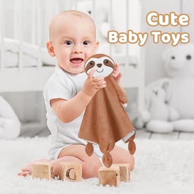 Pro Goleem Sloth Security Blanket Soft Loveys for Babies for Boys and Girls Newborn Lovie Infant Blankie Sloth Baby Stuff Baby Snuggle Toy Stuffed Animal Baby Gifts 14 Inch - Image 4