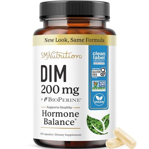 DIM Supplement 200 mg | Estrogen Balance for Women & Men | Hormonal Acne, Hormone Balance, Menopause & Antioxidant Support | Clean Label Project Certified, Vegan & Soy Free Diindolylmethane | 60 Ct. - Image 1
