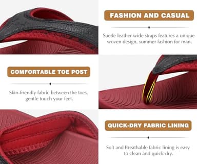 KuaiLu Mens Leather Sport Flip Flops Comfort Orthotic Thong Sandals with Plantar Fasciitis Arch Support for Outdoor Summer - Image 6