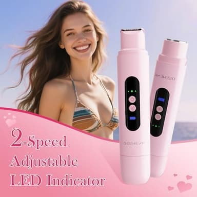 Bikini Trimmer Razors Shaver for Women: DEEHENK 2-Speed Electric Razor for Pubic Hair Dual Head Shaver Women IPX7 Waterproof Rechargeable Lady Trimmer for Bikini Underarm Body Leg Face Pink - Image 4