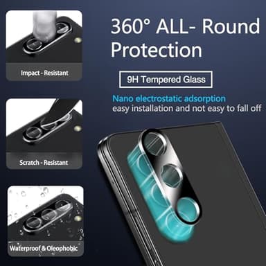 IMBZBK 9 in 1 for Samsung Galaxy Z Fold 6 Screen Protector, 3 Inside Flexible Film + 3 Front Tempered Glass + 3 Camera Lens Protector Accessories with Installation Frame No bubbles - Image 6