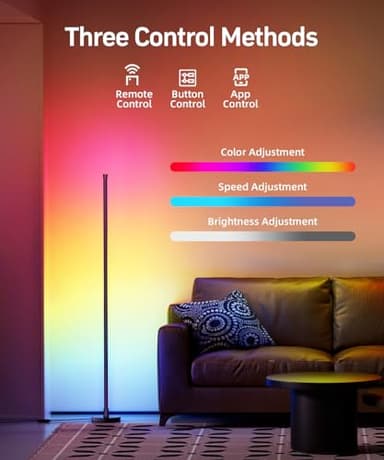 BWGZH Corner Floor Lamp, Smart RGB LED Corner Lamp with Music Sync and 16 Million DIY Colors, App & Remote Control, Color Changing Standing Lamp for Bedroom, Living Room and Gaming Room - Image 5