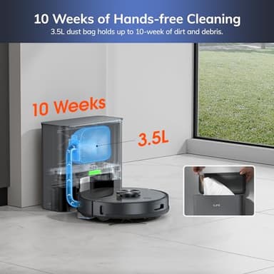 ILIFE T20s Self-Emptying Robot Vacuum and Mop Combo, 5000Pa Suction, 70-Day Capacity, LiDAR Navigation, 260mins Runtime, App/Alexa Control, Robotic Vacuum Cleaner for Hard Floors, Carpets and Pet Hair - Image 2