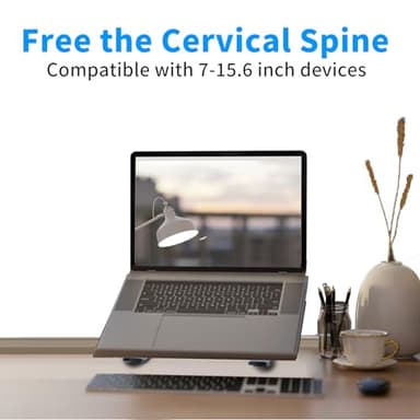 Laptop Stand for Desk, Ergonomic Design Adjustable Aluminum Foldable Portable Computer Stand, Compatible with MacBook Air Pro, HP, Lenovo, Dell, More 10-15.6”Inch and Tablets (Black) - Image 4