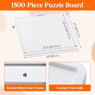 Lifewit 1500 Pieces 2-in-1 Rotating & Tilting Puzzle Board with Divided Drawers, Felt Mat, Protective Cover, Portable Jigsaw Puzzle Table with Handle, Felt Trays, Ideal Gift, 33.3" x 25.4", White - Image 4