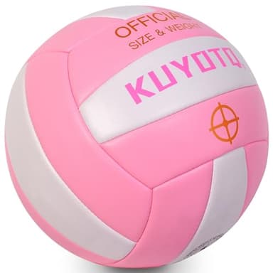 KUYOTQ Pink Outdoor Volleyball Official Size 5 Thickened Surface Soft Leather in&Outdoor Volleyball for Youth Adults,Beach Play,Game,Training(Deflated) - Image 2