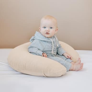 Konssy Muslin Nursing Pillow Covers, Soft and Cute Nursing Covers for Breastfeeding Pillows, Ideal for Newborn Baby Boys and Girls (Fog Green, Cream) - 2 Pack - Image 6