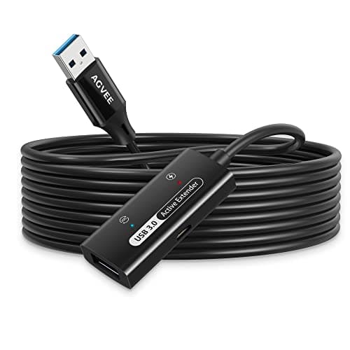 AGVEE [16.5ft / 5m USB 3.0 Active Extension Cable, USB3.0 Male to Female Extender Repeater Ultra Extra Long Booster Cord for Oculus VR, Valve, Xbox 360 Kinect, 2.5" 3.5" Portable Hard Drive, Black - Image 1