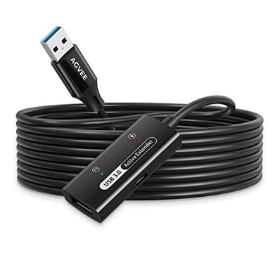 AGVEE [16.5ft / 5m USB 3.0 Active Extension Cable, USB3.0 Male to Female Extender Repeater Ultra Extra Long Booster Cord for Oculus VR, Valve, Xbox 360 Kinect, 2.5" 3.5" Portable Hard Drive, Black - Image 1