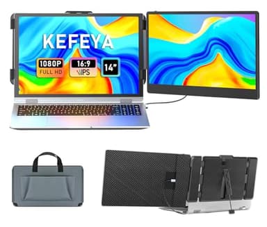 KEFEYA Laptop Screen Extender, 14" FHD 1080P IPS Laptop Monitor Extender Dual Screen, Portable Monitor for Laptops 13-17" with USB-C/HDMI Port, Plug n Play for Windows/Mac/Android/Switch/PS5 - Image 1
