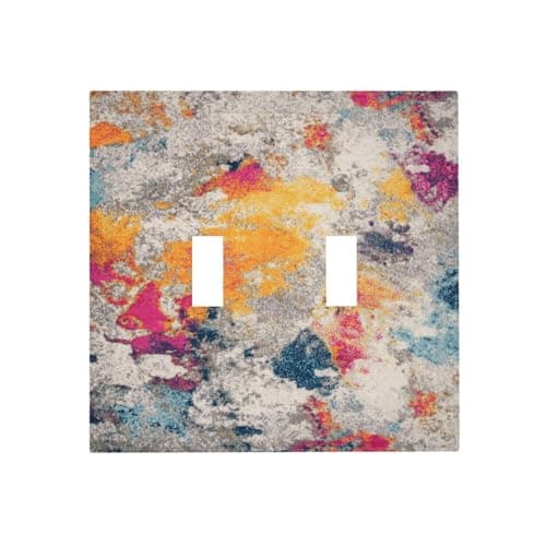 Xuejiaku Light Switch Cover Modern Abstract Colorful 2 Gang Wall Plate Double Light Switch Plate Toggle Decorative Outlet Covers Electrical Switchplate for Bathroom Bedroom Home Decor - Image 1