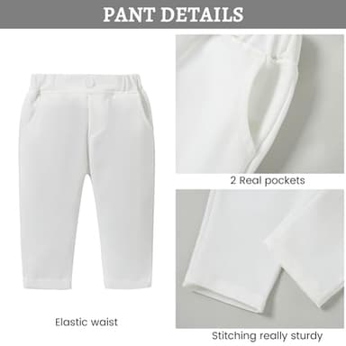 SANMIO Baby Boy Baptism Outfit Baby Boy Suits Collared Dress Shirt+Vest+Tie+Corsage+Pants Baby Christening Formal Outfits 5Pcs Sets - Image 6