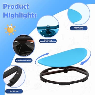 makarci Spinning Chair for Autistic Kids - Kids Sensory Chair, Sit and Spin Toys for Toddlers, Autism Sensory Products for Body Coordination & Balance, Sensory Play (Blue) - Image 4