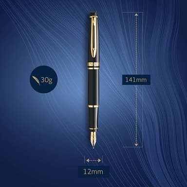 Waterman Expert Fountain Pen Gloss Black with 23k Gold Trim Fine Nib Gift Box - Image 3