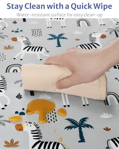 Blissful Diary Baby Splat Mat for Under High Chair, 50.4 x 50.4 Inch Wipeable Splash Mat, Waterproof and Washable, Anti-Slip Floor Protector, Gray Zebra - Image 5