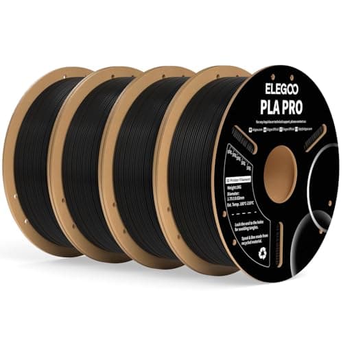ELEGOO PLA PRO Filament 1.75mm Black 4KG, 30-250mm/s Printing Speed Improved Rigidity 3D Printer Filament Dimensional Accuracy +/- 0.02mm, 4pcs 1kg Spool (2.2lbs) - Image 1