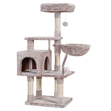 Heybly Cat Tree with Toy, Cat Tower condo for Indoor Cats, Cat House with Padded Plush Perch, Cozy Hammock and Sisal Scratching Posts, Muchroom HCT004MU - Image 6