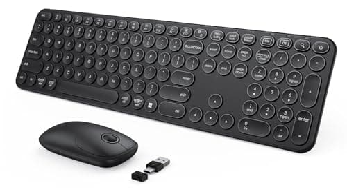 seenda Wireless Keyboard and Mouse, USB & Type C 2-in-1 Receiver, SK73-3 Full Size Black Wireless Keyboard Mouse Combo, Compatible for Windows, MacBook Pro/Air, Laptop, Desktop, PC - Black - Image 1
