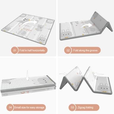 ZEEBABA Baby Play Mat, 47"x47" Foldable & Reversable Play Mat, 0.4" Thick Waterproof Foam Play Mat, Unicorn Baby Mat, Foam Play Mat for Babies and Toddlers for 47 inch Playpen - Image 6