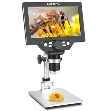 7" LCD Digital Microscope 1200X Magnification, 1080P Coin Microscope with Metal Stand | 8 LED Lights & Ultra-Precise Focus | Coin, Stamp, Hobby Inspection for Kids/Adults | Windows/Mac Compatible - Image 1