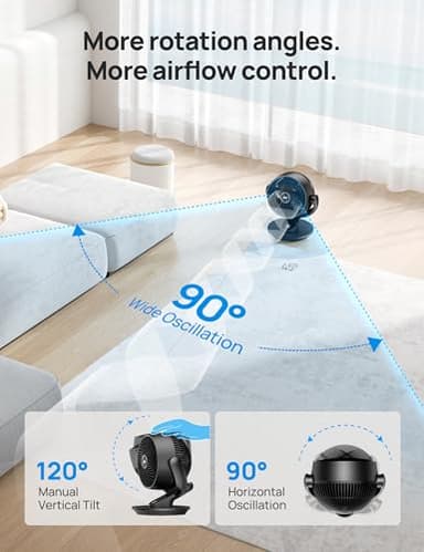 Dreo Fan for Bedroom, 13-Inch Oscillating Table Air Circulator Fan for Whole Room, 120° Tilt Adjustment, 28dB Ultra-Quiet, 70ft Powerful Airflow, 4 Speeds Desk Fans with Remote for Home, Office (Renewed) - Image 2