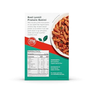 Ancient Harvest Gluten-Free Plant-Based High-Protein Vegan Pasta, Red Lentil and Quinoa Rotini, 8 Ounce Boxes (Pack of 6) - Image 2