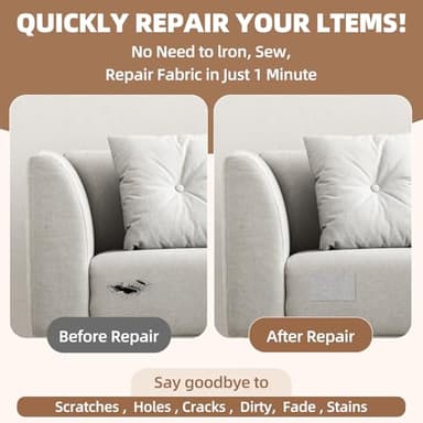 Shagoom Fabric Repair Patch, 17X79 Inch Fabric Large Repair Tape, Self-Adhesive Fabric Patches for Furniture, Sofa, Car Interior, Shoes, Hand Bag, Clothing (Grey, 17X79 Inch) - Image 6