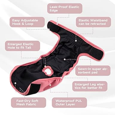 Paw Legend Washable Reusable Female Dog Period Diapers for Heat Doggie Puppy Diapers for Female Dogs (3 Pack,X-Small) - Image 4