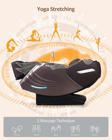 RELX 2025 Massage Chair Full Body, Zero Gravity SL-Track Shiatsu Massage Chair Built-in Heat System, Airbag Massage, with Body Scan, Deep Yoga Stretch, Calfrest Extension and AI Control(Brown) - Image 5