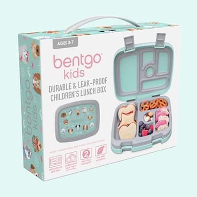 Bentgo Kids Prints Leak-Proof, 5-Compartment Bento-Style Kids Lunch Box - Ideal Portion Sizes for Ages 3-7, Durable, Drop-Proof, Dishwasher Safe, & PFAS & BPA-Free Materials (Puppy Love) - Image 8