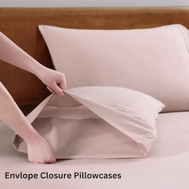 LANE LINEN Eco Friendly 100% Organic Cotton Sheets Queen Size, Mercerized Cotton Fully Elasticized Reinforced Seams Low Pill Fade Resistant Hotel Luxury Bed Sheets Set- Dusty Rose - Image 5