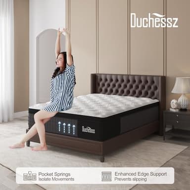 Duchessz Queen Mattress, 12 Inch Hybrid Mattresses Eurotop with Gel Memory Foam,Motion Isolation Individually Wrapped Pocket Coils Breathable Comfort Soft Pressure Relief 100 Night Trial - Image 3