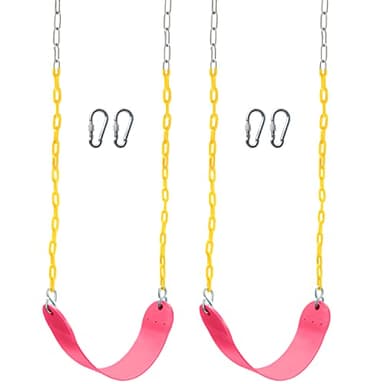 TURFEE 2 Packs Heavy Duty Swing Seat, Swing Set Accessories Replacement with 4 Snap Hooks for Kids Outdoor Play Playground, Trees, Swingsets, Playground(Pink) - Image 7