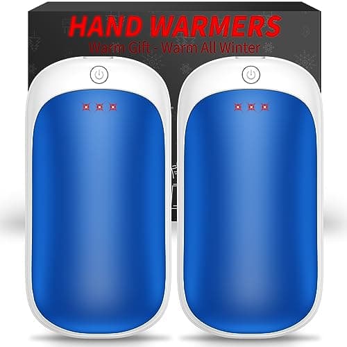 Lerat 2 Pack Hand Warmers Rechargeable, Portable Electric Hand Warmers Reusable, USB 2 in 1 Handwarmers, Outdoor/Indoor/Warm Gifts for Men Women Kids (Blue White & Blue White *2) - Image 1