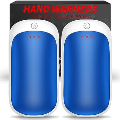 Lerat 2 Pack Hand Warmers Rechargeable, Portable Electric Hand Warmers Reusable, USB 2 in 1 Handwarmers, Outdoor/Indoor/Warm Gifts for Men Women Kids (Blue White & Blue White *2) - Image 1