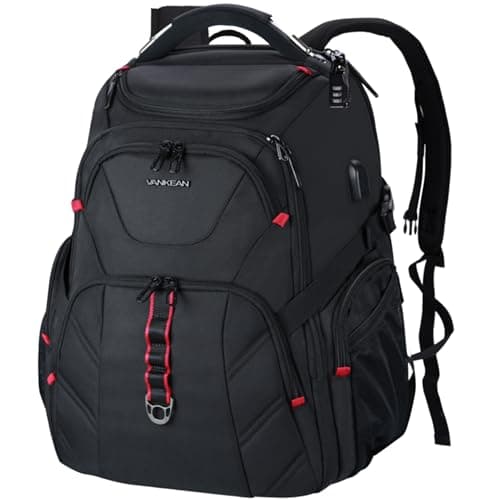 VANKEAN 17.3'' Travel Laptop Backpack TSA Friendly, Water Resistant Anti Theft Extra Large College Backpacks with RFID Pockets, USB Port for Men Women Business Work Bag, Black - Image 1