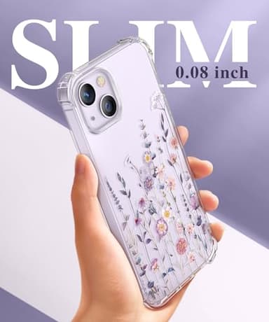 GVIEWIN for iPhone 14 Case Floral, with Screen Protector+Camera Lens Protector,[Non Yellowing]Soft Shockproof Clear Phone Protective Cover for Women, Flower Pattern Design 6.1"(AA-Floratopia/Colorful) - Image 6